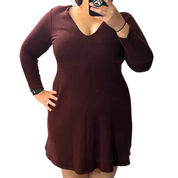 Ann Taylor SIZE 10 Wool Blend Front Seam Long Sleeve A-Line Back Zip Dress - Picture 2 of 12